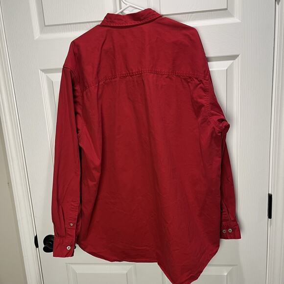 Levis Shirt Mens XL Red Denim Long Sleeve Work Red Tab Metal Buttons 100% Cotton - Picture 2 of 9